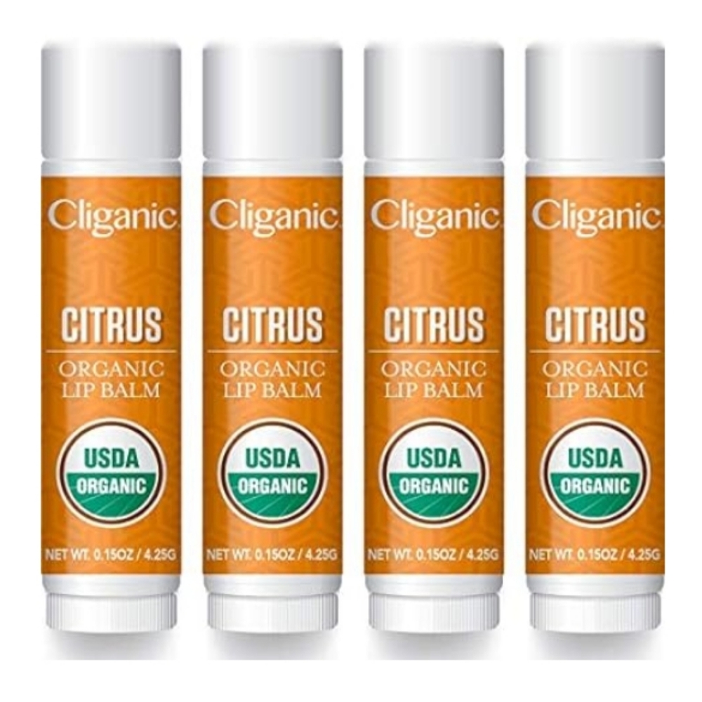(Pack of 4) Cliganic Organic All Natural Lip Balm  Citrus Flavor